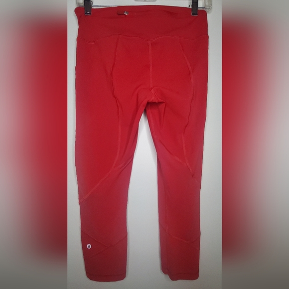 Lululemon Size 6 - Athletic Red Cropped Leggings Side Pockets - Picture 4 of 11